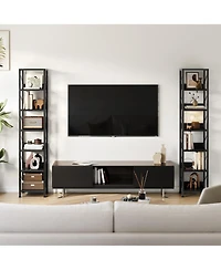 gaomon 6 Tier Narrow Bookcase Tall Skinny Bookshelf Rustic Corner Shelf Small Bookshelves Industrial Bookcase for Bedroom, Living Room, Home Office