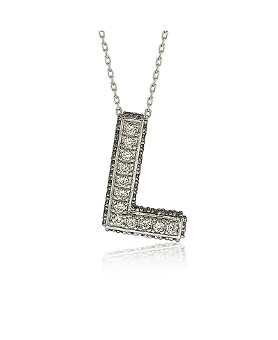 Suzy Levian Sterling Silver Sapphire 3-d Letter "L" Initial Pendant