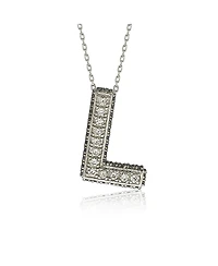 Suzy Levian Sterling Silver Sapphire 3-d Letter "L" Initial Pendant