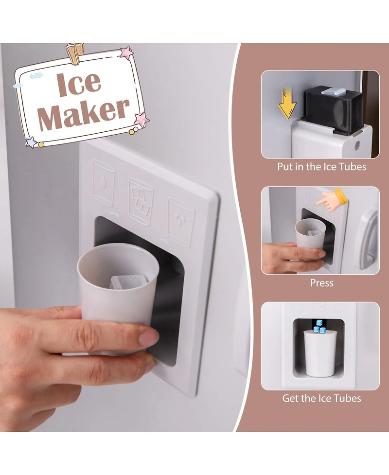 Hongge Interactive Corner Toy Kitchen Set with Light, Sounds, and Storage Cabinets - Dark Brown