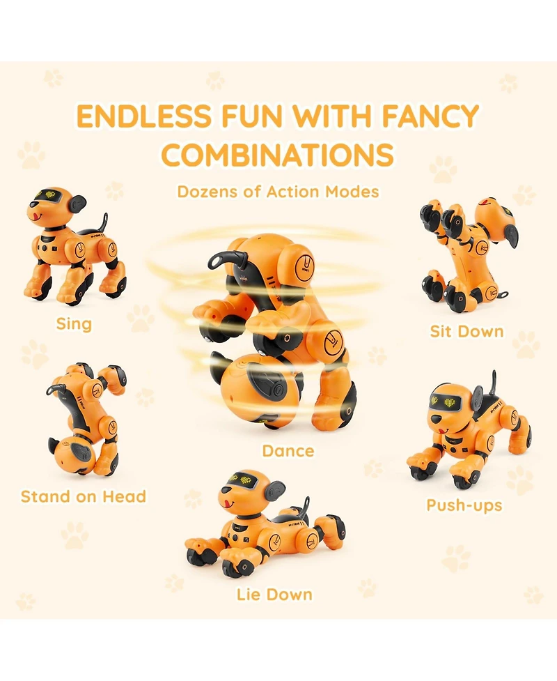 Mecale Rc Robot Dog Toy, Talking Dancing Interactive Pet with Touch & Voice Remote Control, Programmable Robot for Kids