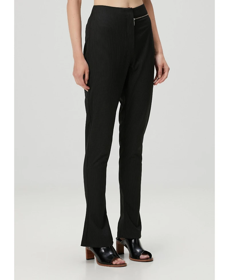 Pcfg Women's Striped Zip Detail Skinny Flare Pants