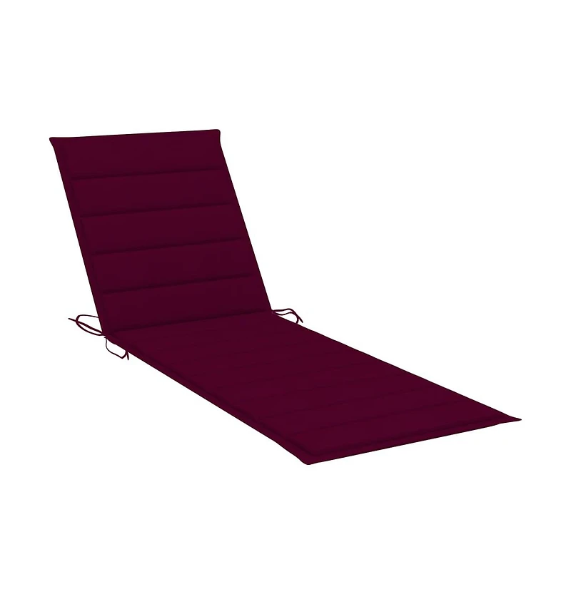 Sunlounger Wine Red Solid Acacia Wood, Polyester