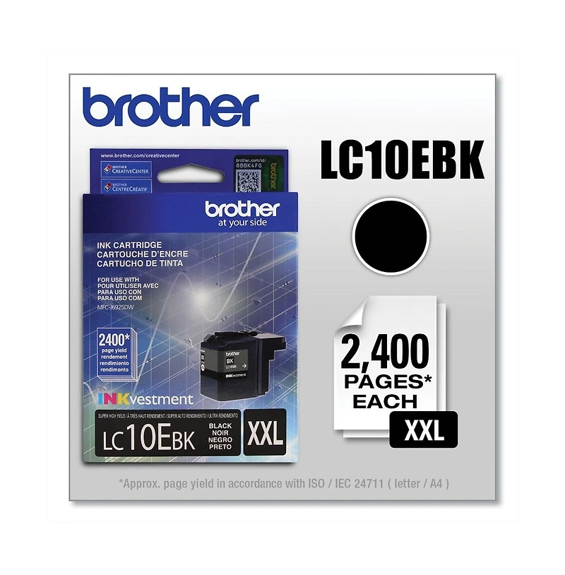 Brother LC10EBK INKvestment 2,400 Page-Yield Super High-Yield Ink - Black