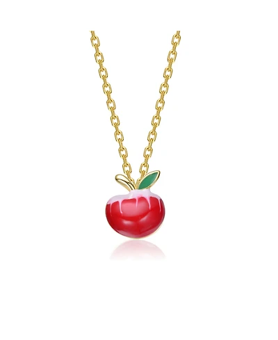 GiGiGirl Kids/Teens 14K Gold Plated with Red Enamel Apple Pendant Necklace