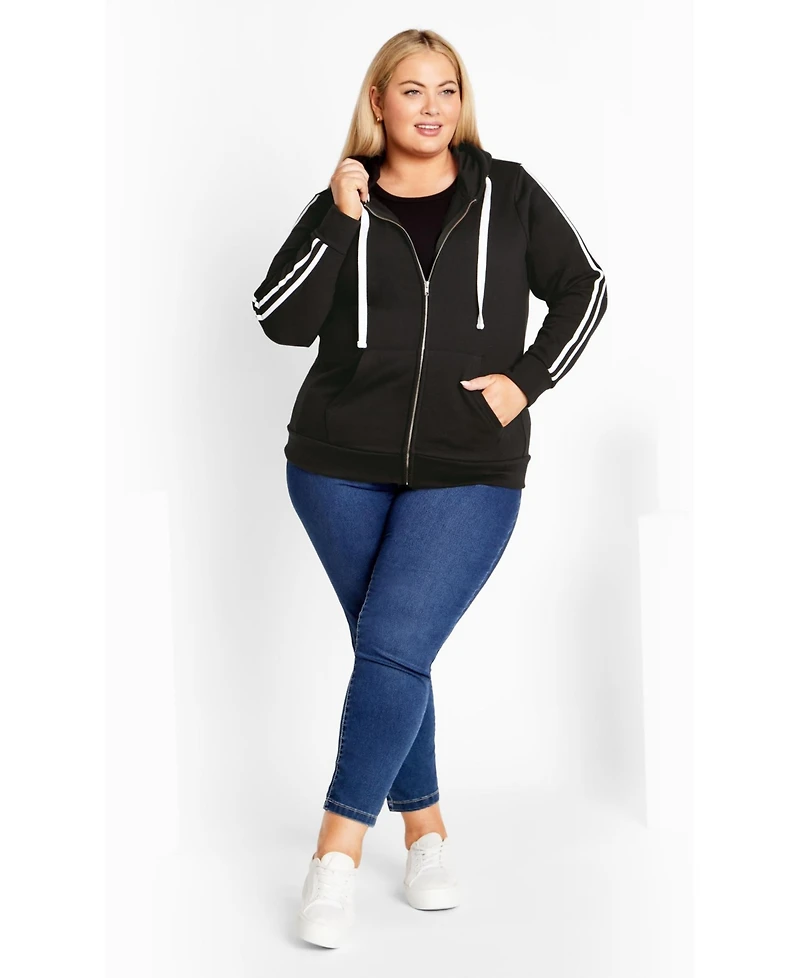 Avenue Women's Side Stripe Zip Hoodie