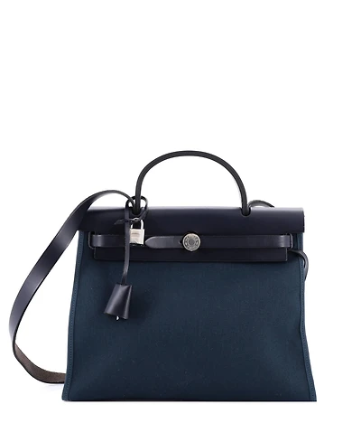 Pre-Owned Hermes 31 Herbag Zip Leather and Toile