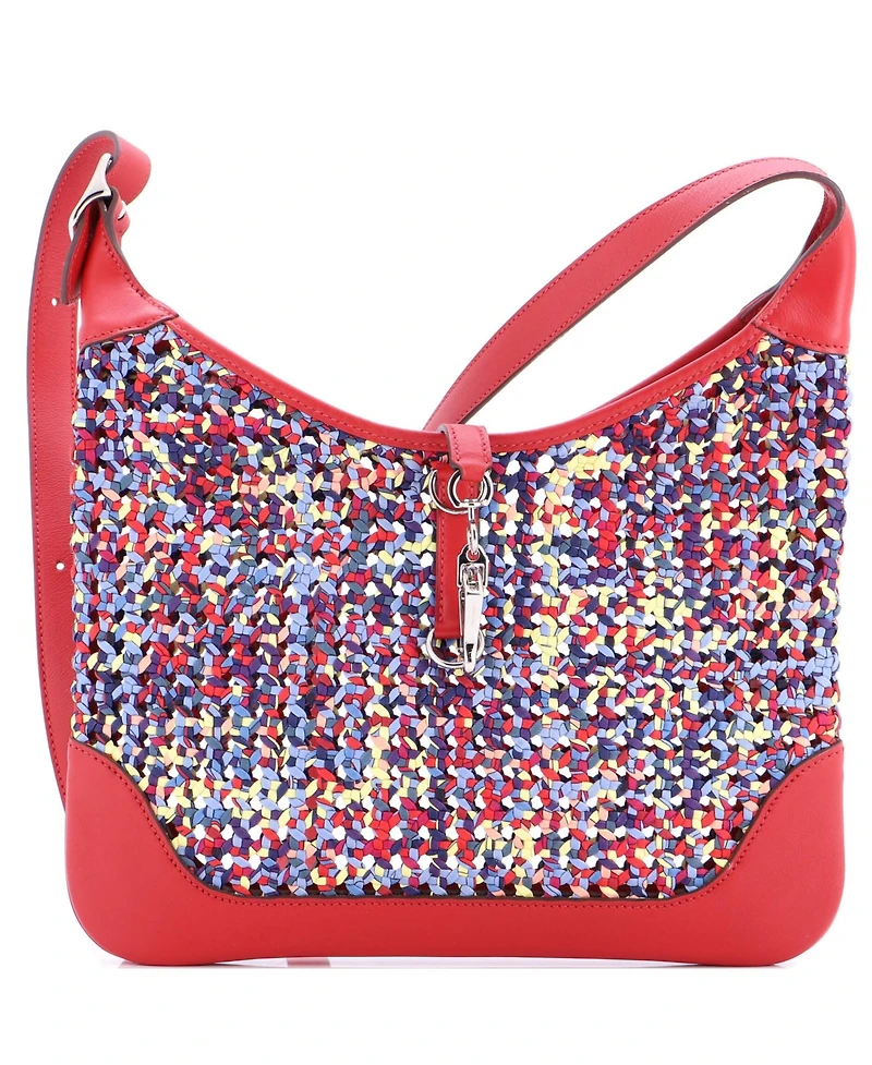 Pre-Owned Hermes 31 Trim Duo Bag Printed Silk and Leather