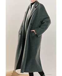 endless rose Women's Double Breasted Handmade Blend Maxi Coat