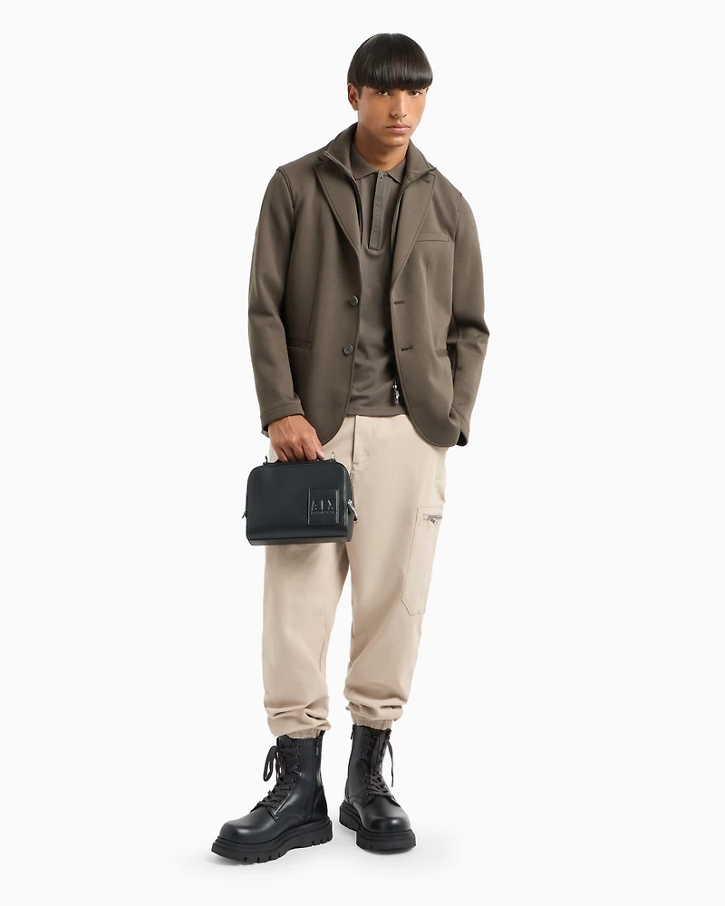 A|X Armani Exchange Men's Short Sleeve Logo-Placket Stretch Polo Shirt