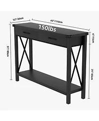 Gaomon Console Table with Storage Industrial Drawers-43 Entryway, Narrow Long Sofa Living Room, Couch, Hallway, Foyer, Kitchen Counter