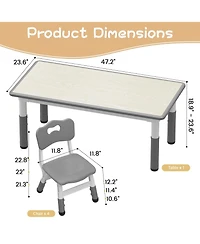 Gaomon Kids Table and 4 Chairs Set, Height Adjustable Table for 4, Kids Study Table for Home Daycare Preschool for Ages 2-8