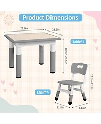 gaomon Kids Table and 4 Chairs Set Height Adjustable Table and Chair Set Boy and Girl Gift for Classrooms/Daycares/Home