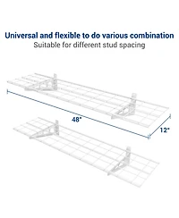 Fleximounts Wr14-e WR White Series 12″ D × 48″ W White Steel Wall Shelves (2-Pack)