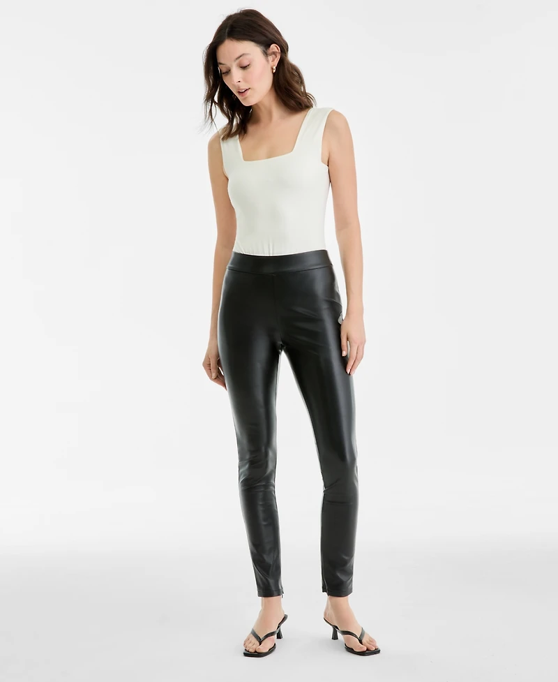 Bar Iii Women's Faux-Leather Leggings, Macy's Exclusive