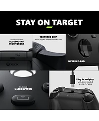 Microsoft Xbox Wireless Controller + Usb-c Cable with MightySkins Custom Skin Code Bundle - Carbon Black