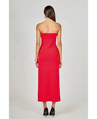 endless rose Women's Bow Accent Tube Top Midi Dress