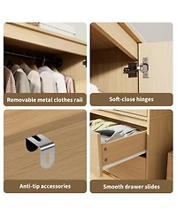 gaomon Armoire Wardrobe Closet, 69.5" Wooden Wardrobe Cabinet with 3 Drawers, Hanging Rod, 2 Doors Clothing Storage Cabinet