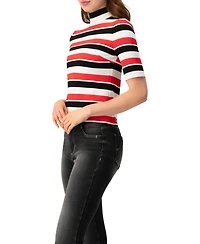 Ivonne Women's Striped Mock-Neck Knit Top