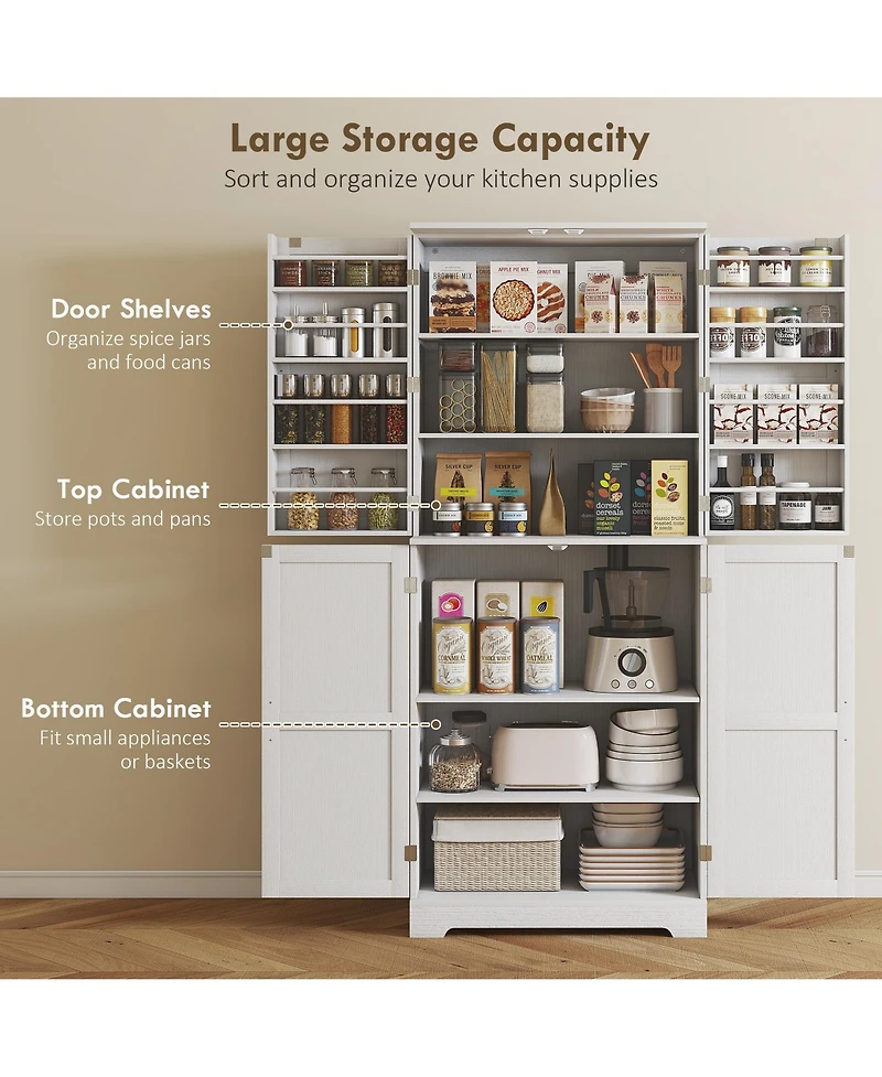 Homcom 72" Farmhouse Kitchen Pantry Cabinet, Tall Storage Cabinet,