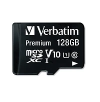 Verbatim 44085 Uhs-i V10 U1 Class 10 Up to 90 mb/s Read Speed 128 Gb Premium Microsdxc Memory Card with Adapter