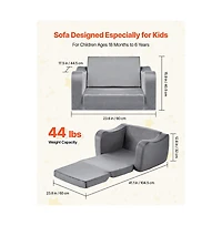 Slickblue Convertible Kids Sofa with Armrests, Folds into Lounger for Room