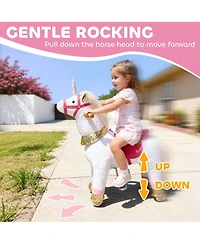 Qaba Ride on Unicorn Toy, Plush Baby Rocking Horse for Kids 3-5 Years