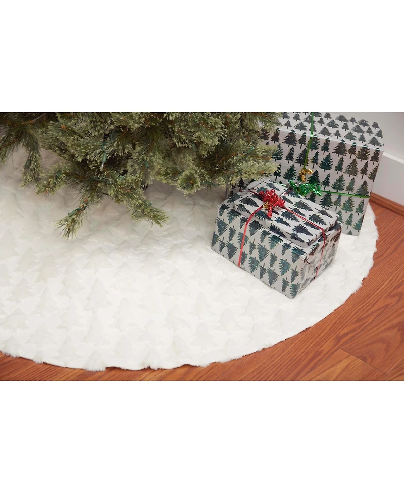 C&F Home Frosted Tree Pattern 100% Polyester Christmas Tree Skirt 54