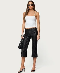 Edikted Women's Lexy Faux Leather Flared Capri Pants
