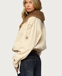 Edikted Women's Detachable Faux Fur Trench Coat