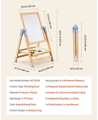 Hongge Kids Wooden Art Easel 2-in-1 Double-Sided with Accessories