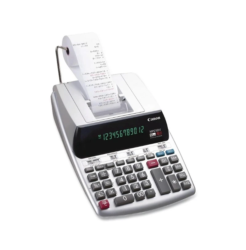 Canon 2202C001 4.3 Lines/Sec MP25DV 12-Digit Ribbon Printing Calculator - Black/Red Print