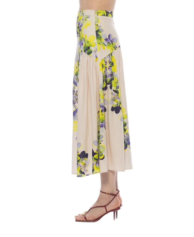 Alexia Admor Women's Michel Dropped Waist Midi Shirred Skirt