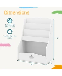 Gymax Kids Bookshelf 4-Tier Wooden Bookcase Toy Storage Organizer Montessori Bookshelf