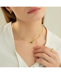 Bearfruit Jewelry 18k Gold Plated Sterling Silver Emerald Rectangle Necklace & Huggies Set Holiday Gift Guide