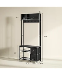 Homcom Hall Tree with Bench, 5-in-1 Entryway Bench Coat Rack,