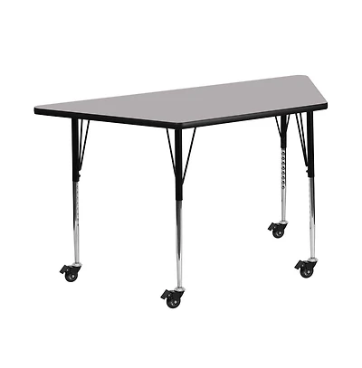 Emma+Oliver Mobile 29X57 Trapezoid Laminate Adjustable Activity Table