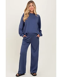 Pinkblush Maternity Blue Crewneck Pullover Pant Set