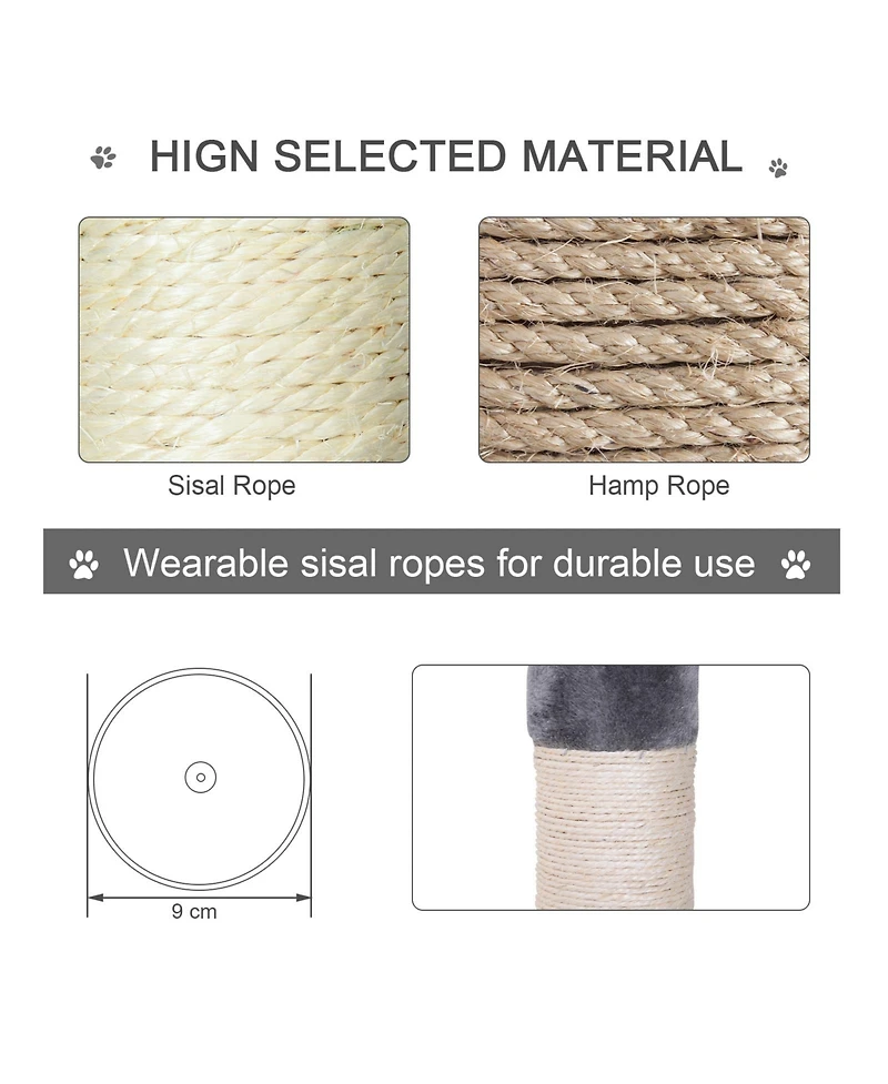 PawHut 8.5' Adjustable Floor-To-Ceiling Cat Tree w/ 5 Carpet Platforms,