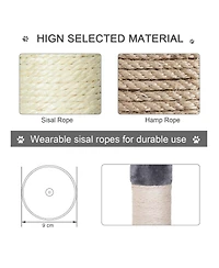 PawHut 8.5' Adjustable Floor-To-Ceiling Cat Tree w/ 5 Carpet Platforms,