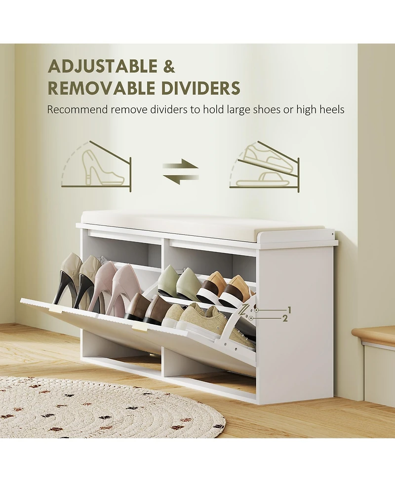 Slickblue Modern Shoe Rack with Drawer and Cushioned Seat for Hallway