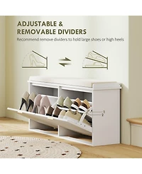 Slickblue Modern Shoe Rack with Drawer and Cushioned Seat for Hallway