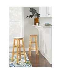 Pj Wood Classic Round-Seat 29 Inch Tall Kitchen Bar Stools, Natural, Set of 2