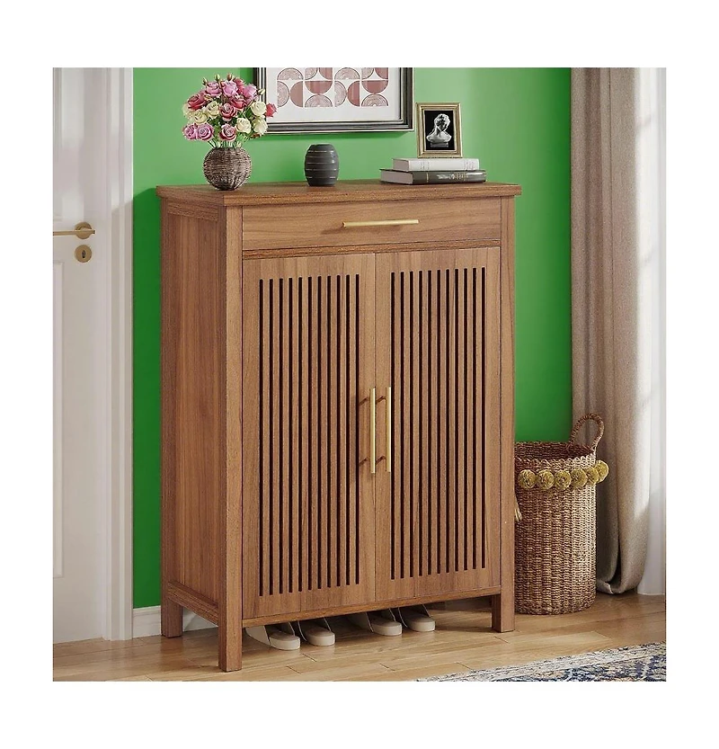 Slickblue Hallway Shoe Cabinet with Top Drawer and Hidden Storage