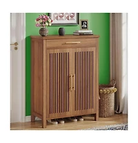 Slickblue Hallway Shoe Cabinet with Top Drawer and Hidden Storage