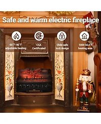 gaomon 20" Electric Fireplace Log Insert, 1500W Heater, Realistic Led Flame, Freestanding Indoor Fireplace Heater