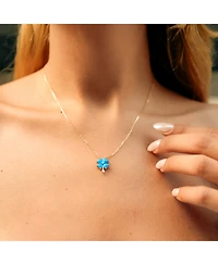 Spero London Women's Blue Opal Four Leaf Clover Sterling Silver Necklace