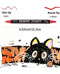 Htutwoo Dual Tip Acrylic Paint Markers Set for Rock Painting, Ceramic, Canvas, Calligraphy, Card Making and Diy Crafts