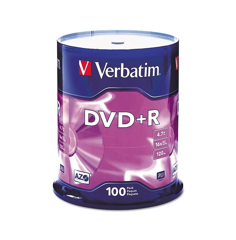 Verbatim 95098 4.7 Gb Dvd+R Recordable Disc - Silver (100/Pack)