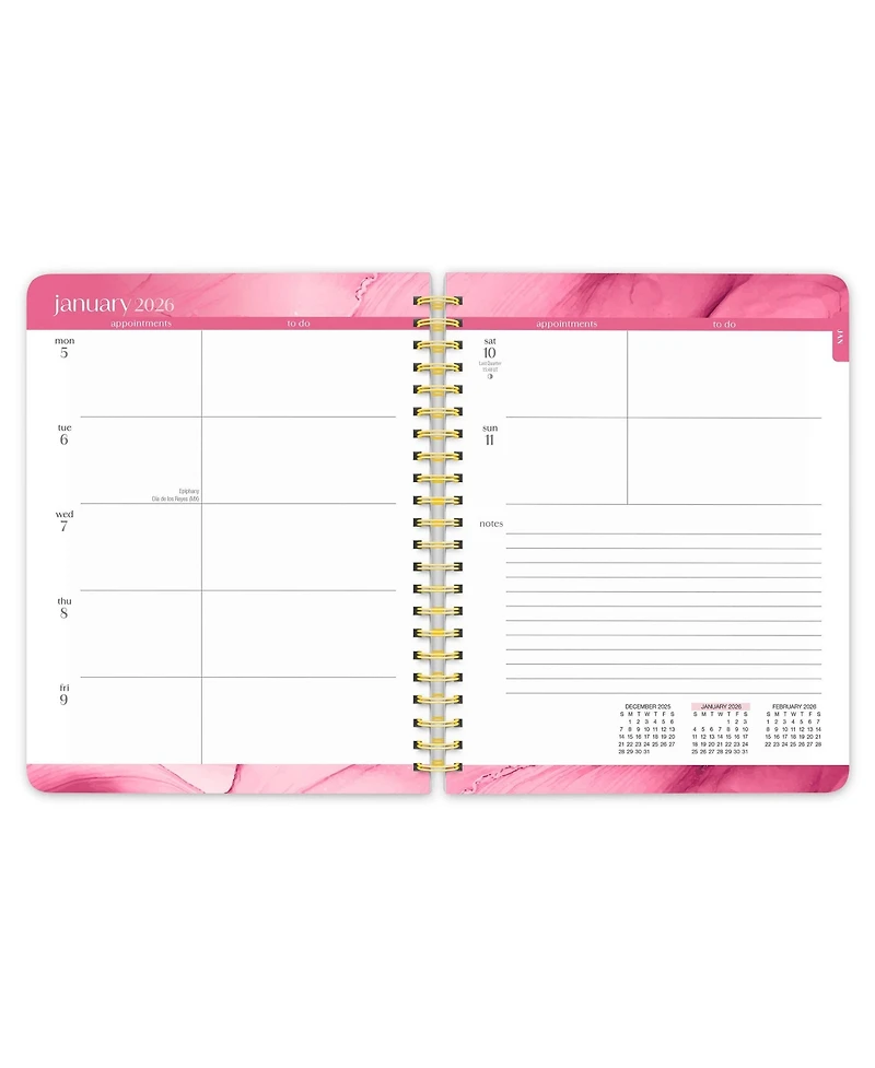 BrownTrout Crackled Blush | 2026 6 x 7.75 Inch Weekly Desk Planner | Foil Stamped Cover